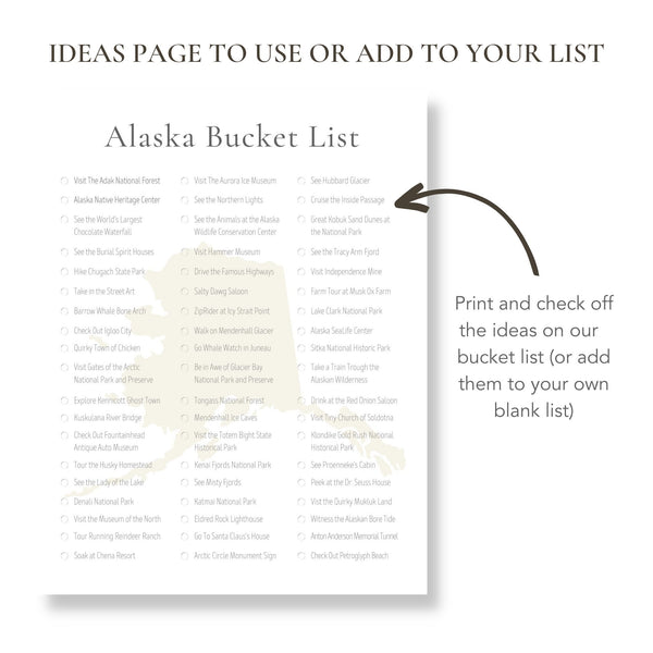Alaska Bucket List (Printable)
