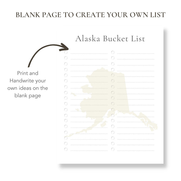 Alaska Bucket List (Printable)
