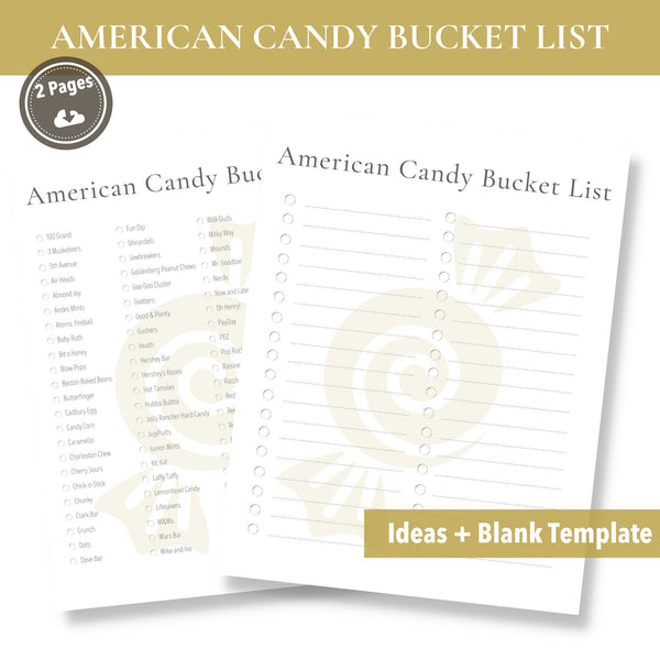 American Candy Bucket List (Printable)