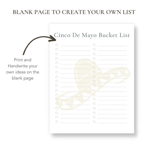 Cinco De Mayo Bucket List (Printable)