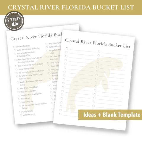 Crystal River Florida Bucket List (Printable)