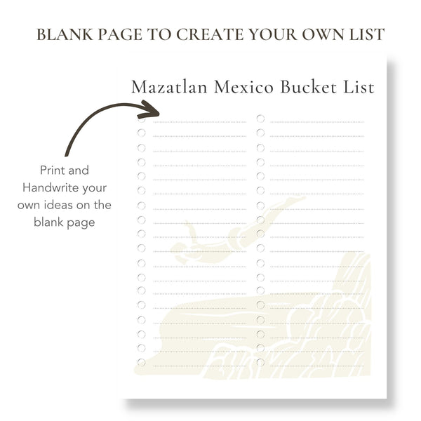 Mazatlan Mexico Bucket List (Printable)