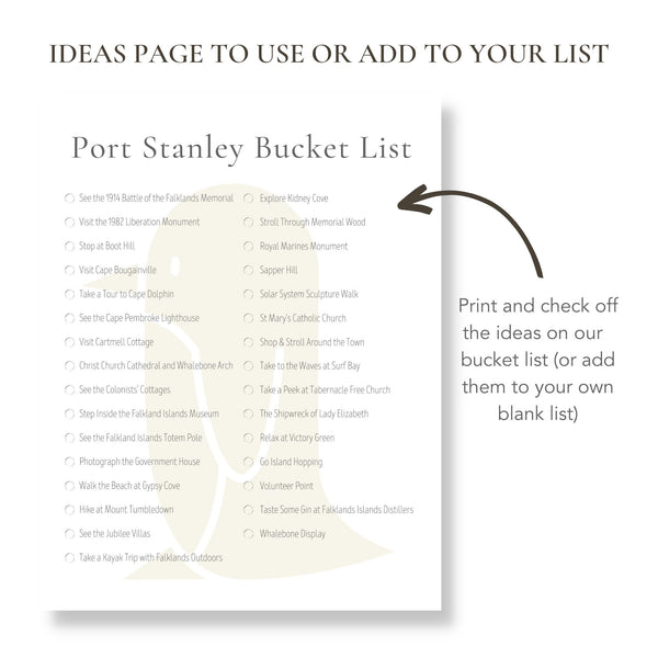 Port Stanley Bucket List (Printable)