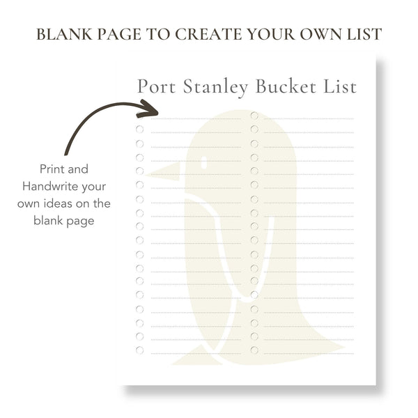 Port Stanley Bucket List (Printable)