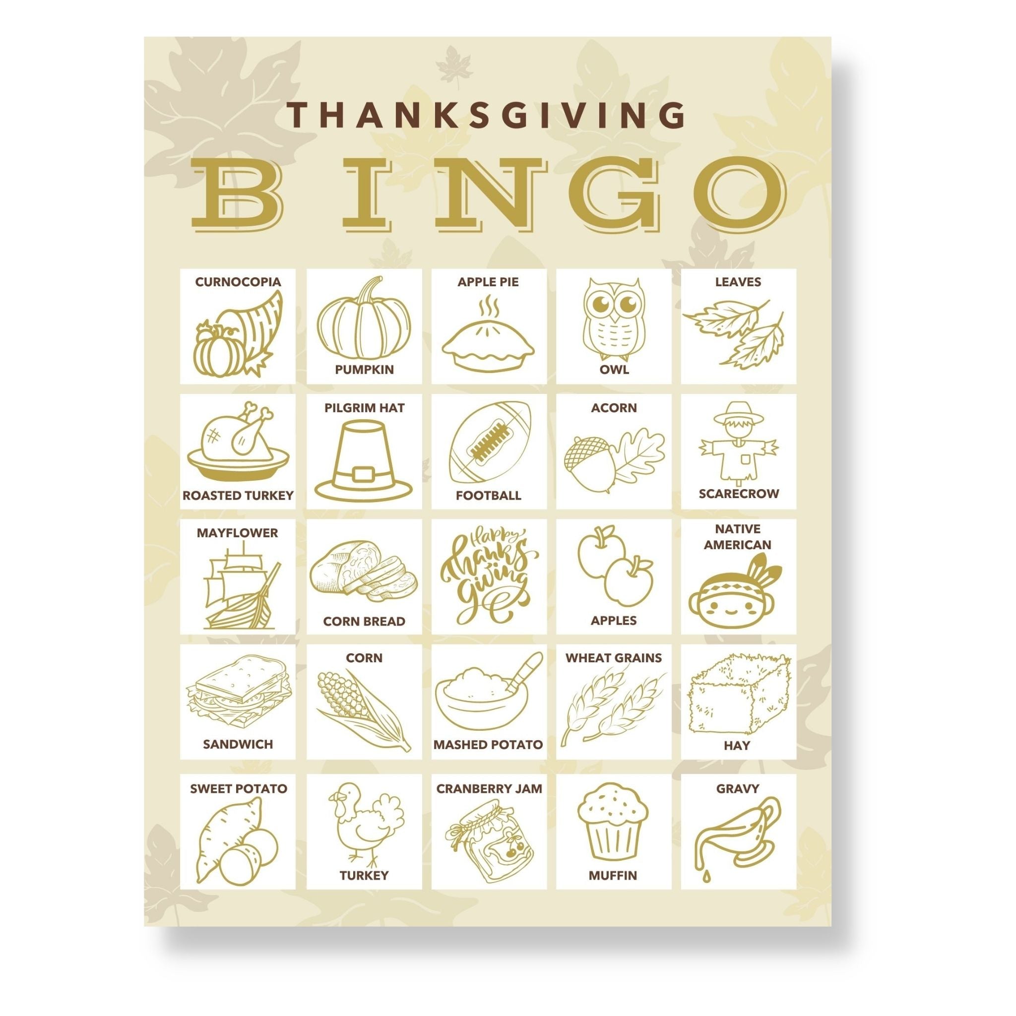 Thanksgiving Bingo Cards (Printable)