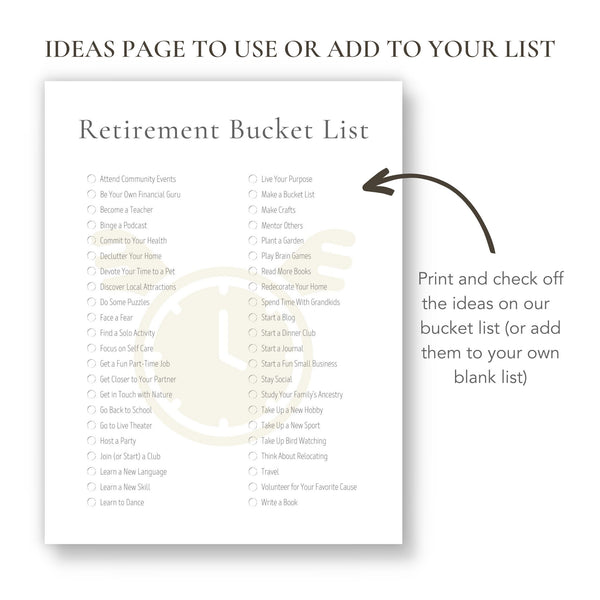 Retirement Bucket List (Printable)