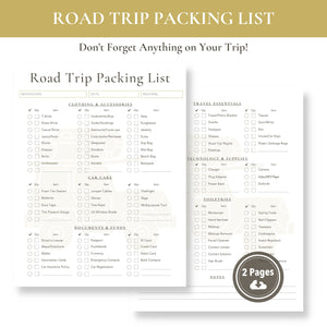 Road Trip Packing List (Printable)