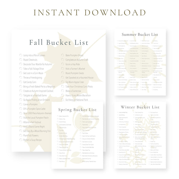 8-Page Seasonal Bucket List Bundle (Printable)