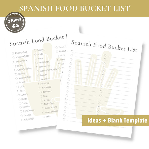 Spanish Food Bucket List (Printable)