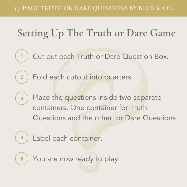 Truth or Dare Questions (Printable)